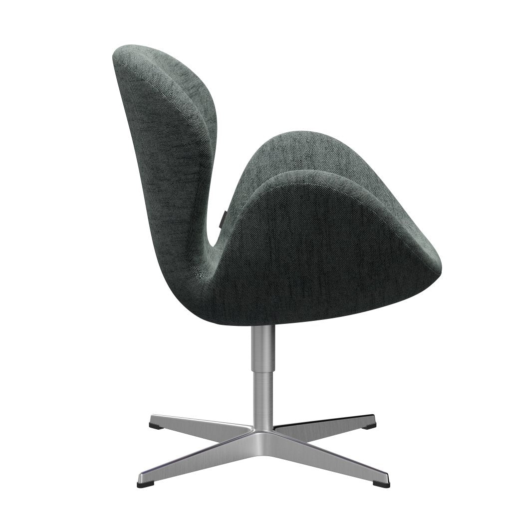 Fritz Hansen Swan Lounge Chair, Satin Brushed Aluminium/Sunniva Black/White