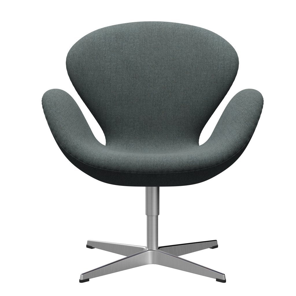 Fritz Hansen Swan Lounge Chair, Satin Brushed Aluminium/Sunniva Steel Grey