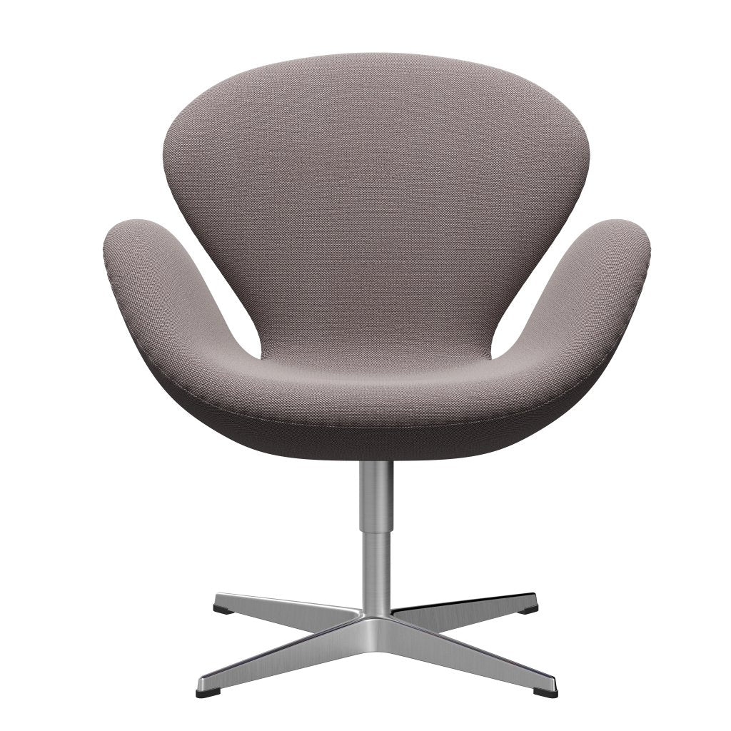 Fritz Hansen Swan Lounge Chair, Satin Brushed Aluminium/Sunniva White/Violet