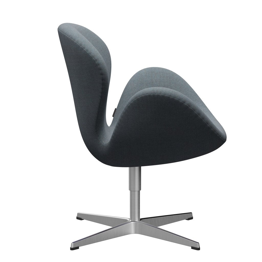 Fritz Hansen Swan Lounge Chair, Satin Brushed Aluminium/Sunniva Soft Blue