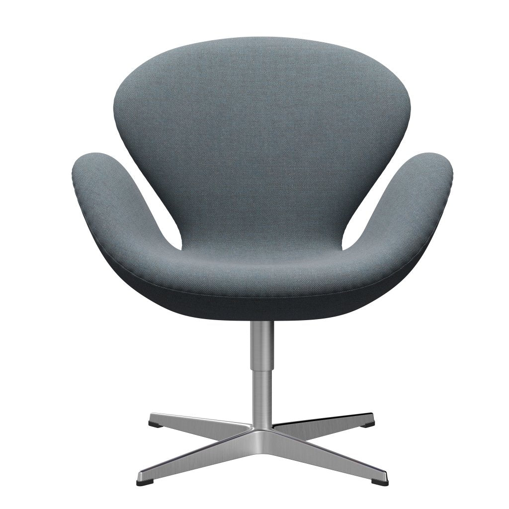 Fritz Hansen Swan Lounge Chair, Satin Brushed Aluminium/Sunniva Soft Blue