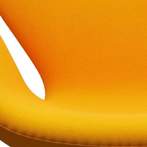 Fritz Hansen Swan Lounge Chair, Satin Brushed Aluminium/Tonus Yellow Orange