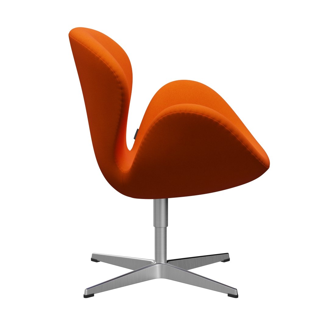 Fritz Hansen Swan Lounge Chair, Satin Brushed Aluminium/Tonus Light Orange