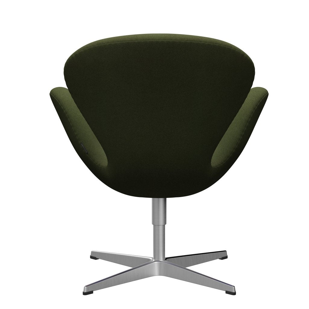 Fritz Hansen Swan Lounge Chair, Satin Brushed Aluminium/Tonus Military Green