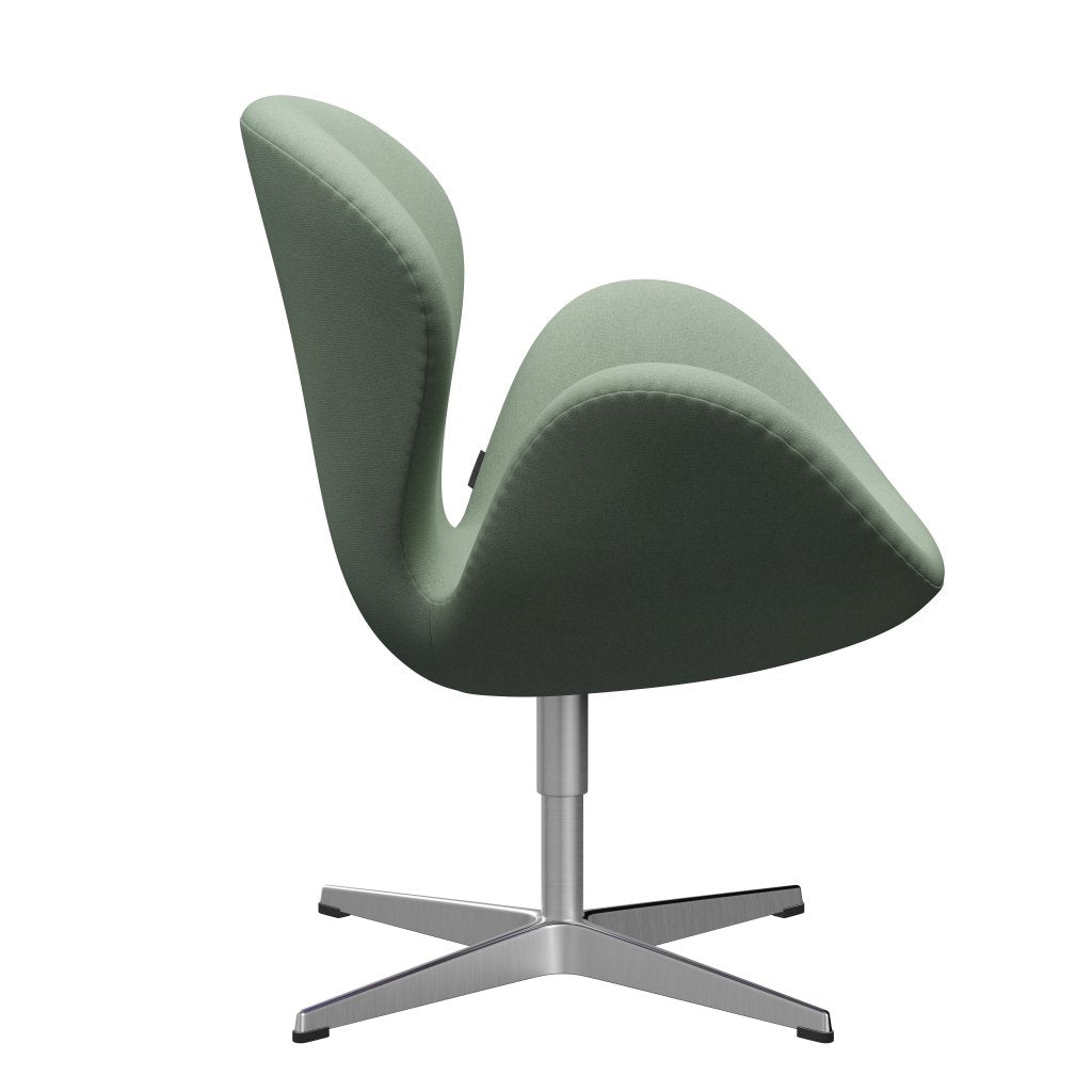 Fritz Hansen Swan Lounge Chair, Satin Brushed Aluminium/Tonus Mint Green