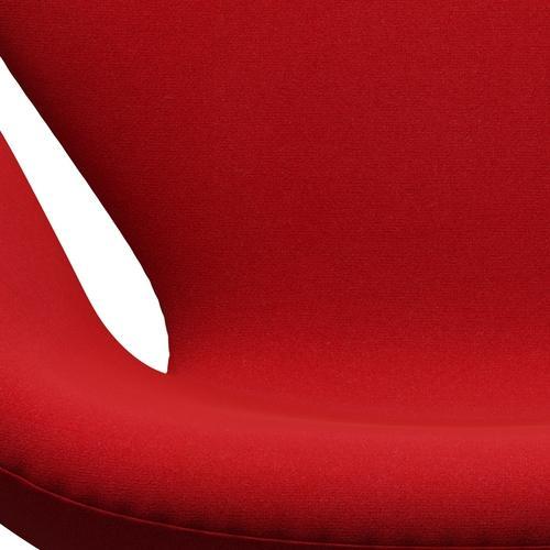 Fritz Hansen Swan Lounge Chair, Satin Brushed Aluminium/Tonus Red