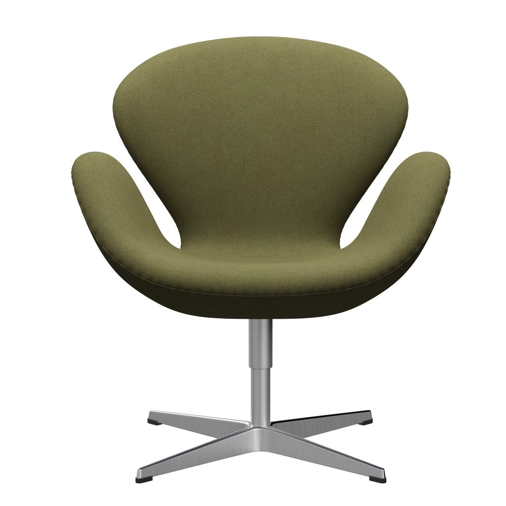 Fritz Hansen Swan Lounge Chair, Satin Brushed Aluminium/Tonus Dusty Green