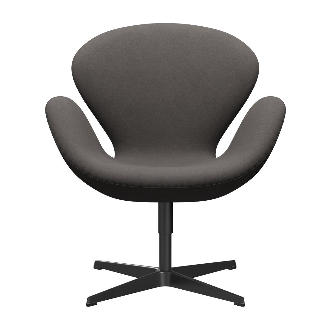 Fritz Hansen Swan Lounge Chair, Black Lacquered/Comfort Dark Grey (60008)