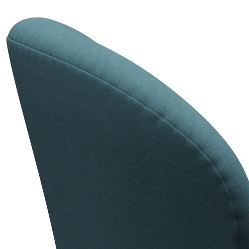 Fritz Hansen Swan Lounge Chair, Black Lacquered/Comfort Light Grey/Blue