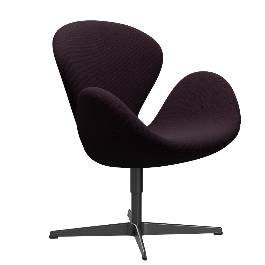 Fritz Hansen Swan Lounge Chair, Black Lacquered/Diablo Plum