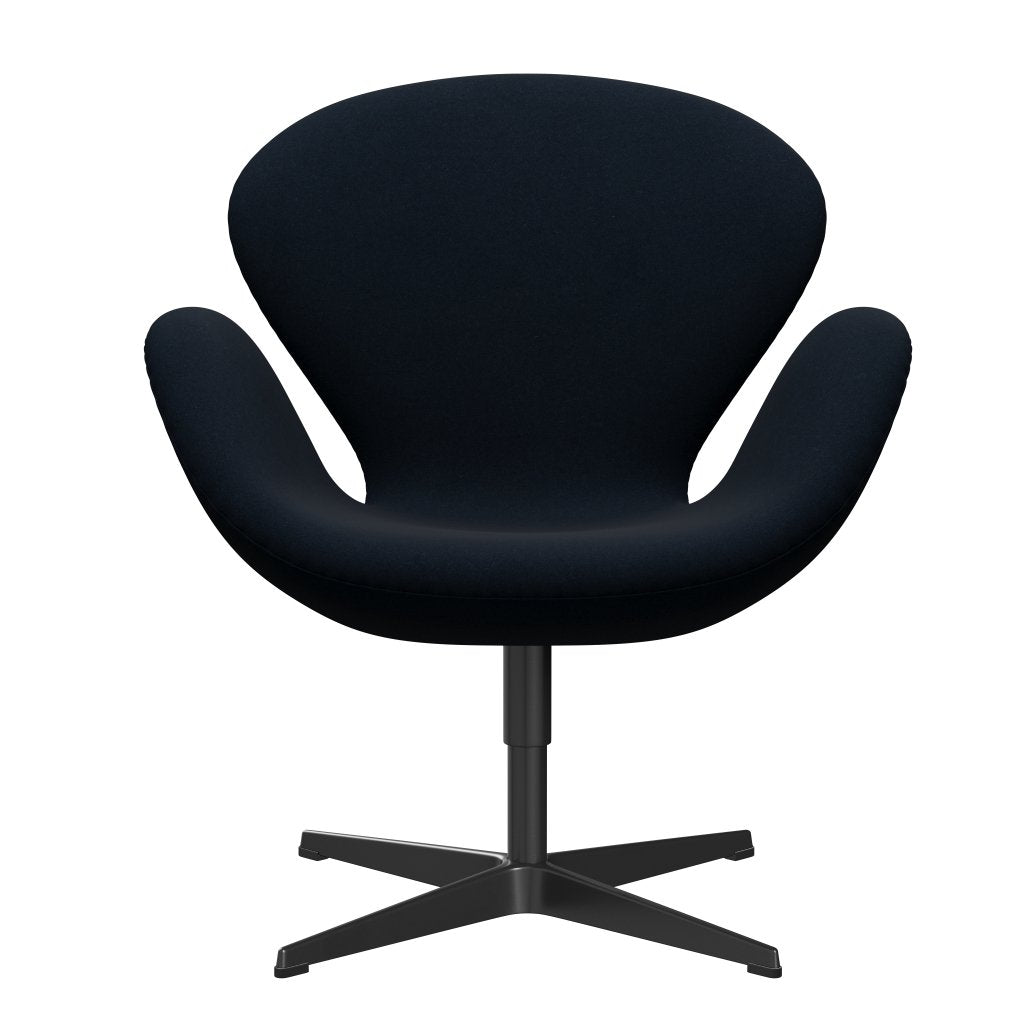 Fritz Hansen Swan Lounge, czarny lakier/Divina Dark Blue