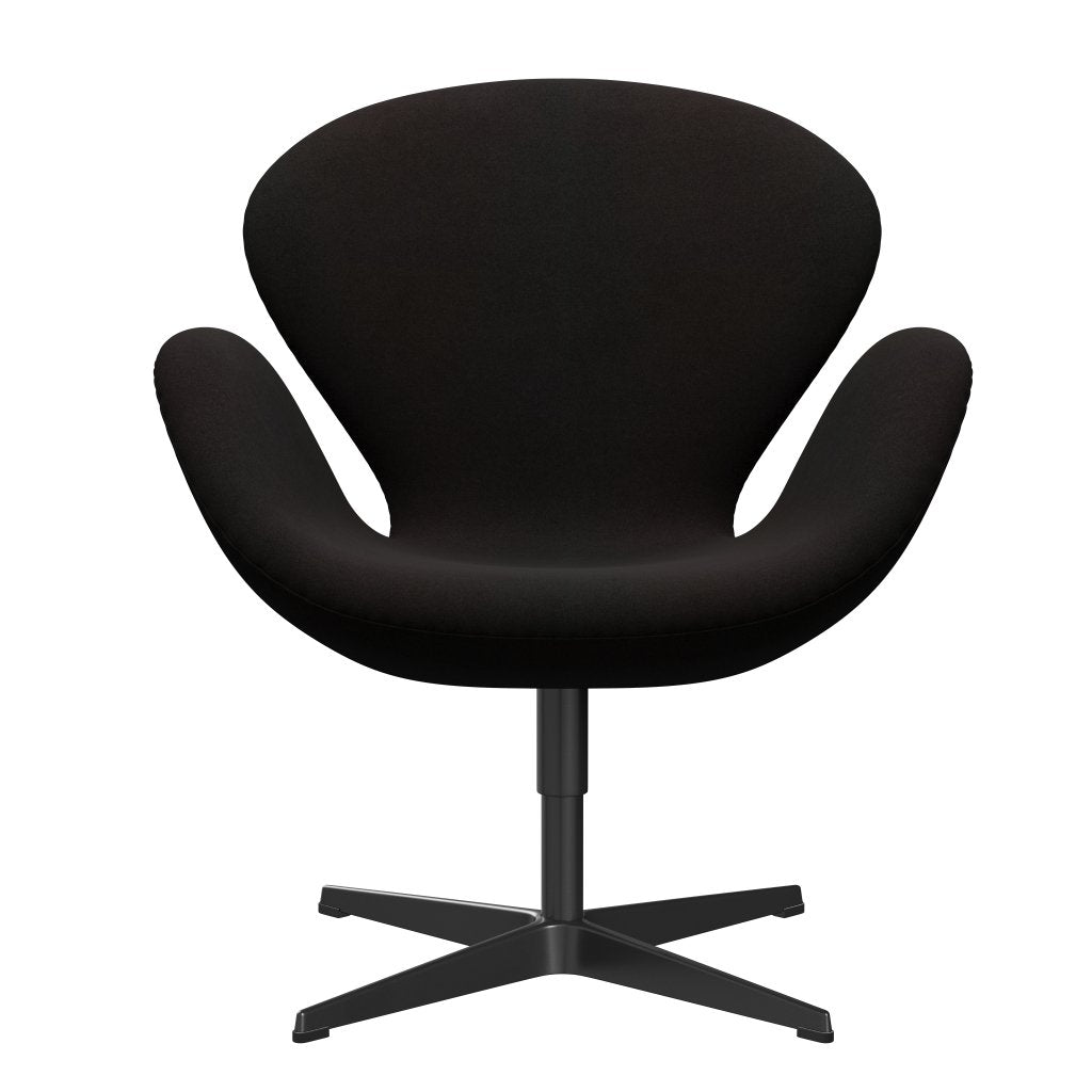 Fritz Hansen Swan Lounge, czarny lakier/Divina Dark Brown (384)