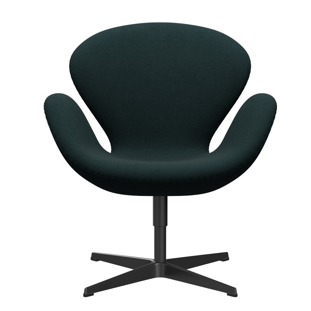 Fritz Hansen Swan Lounge, czarny lakier/Divina Dark Green (886)