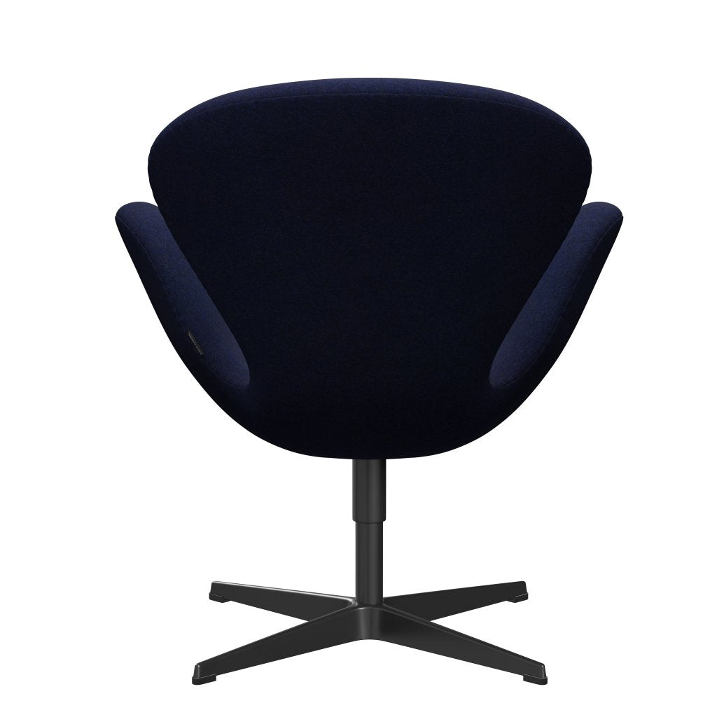 Fritz Hansen Swan Lounge Chair, Black Lacquered/Divina Md Midnight Blue