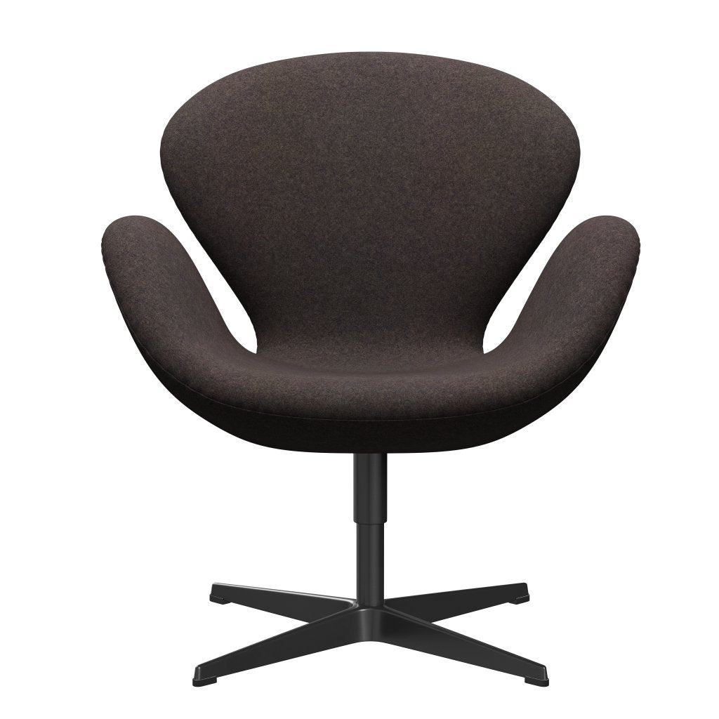 Fritz Hansen Swan Lounge Chair, Black Lacquered/Divina Md Chocolate