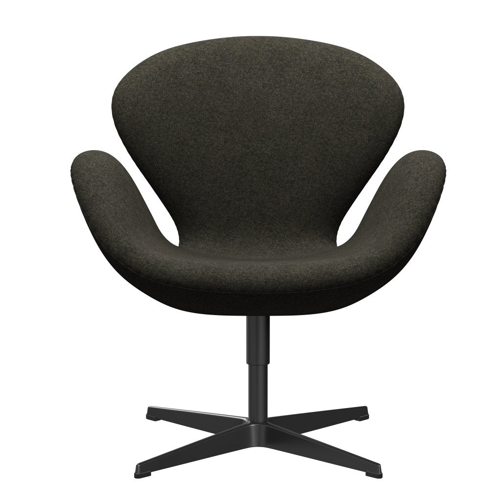 Fritz Hansen Swan Lounge Chair, Black Lacquered/Divina Melange Grey Brown