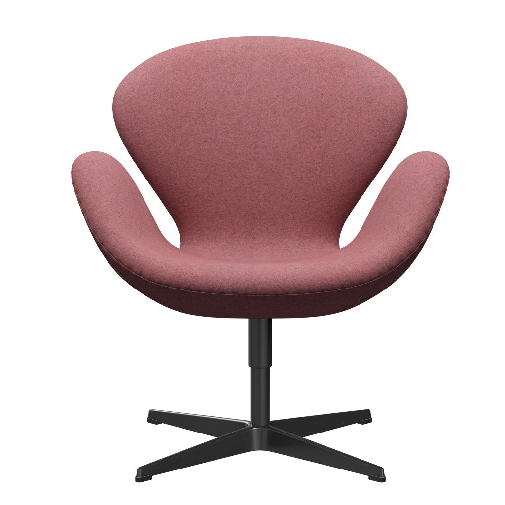 Fritz Hansen Swan Lounge Chair, Black Lacquered/Divina Melange Pink