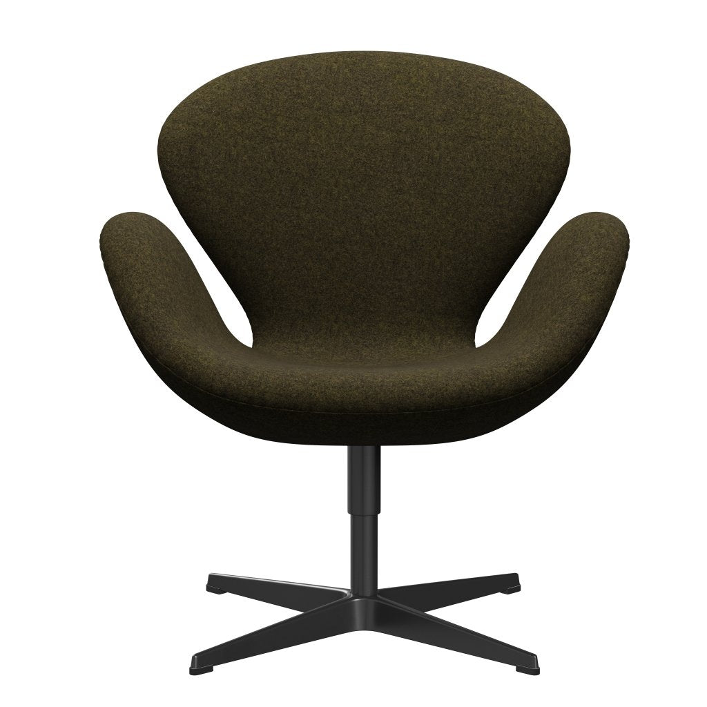 Fritz Hansen Swan Lounge, czarny lakier/Divina Melange Dusty Olive