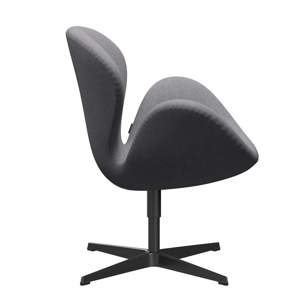 Fritz Hansen Swan Lounge Chair, Black Lacquered/Divina Melange Stone Grey