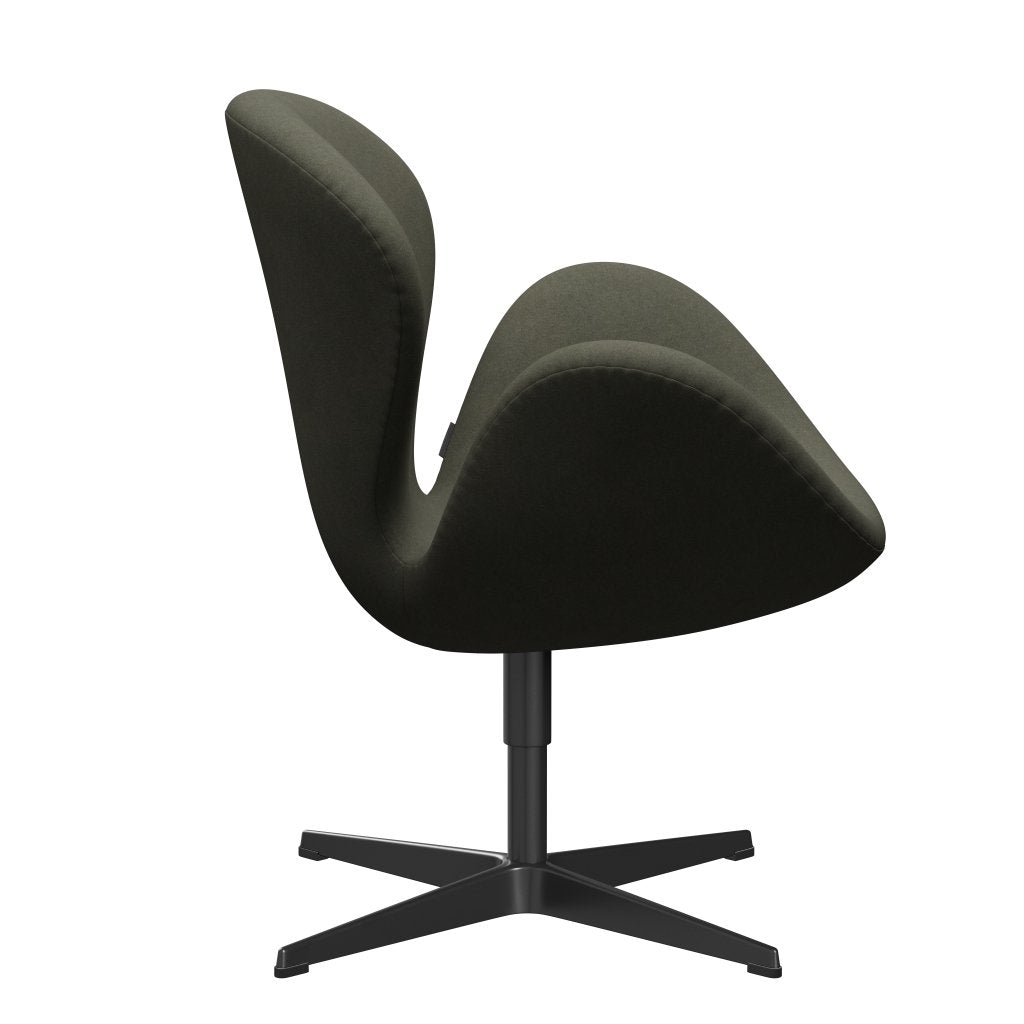 Fritz Hansen Swan Lounge, czarny lakier/Divina Military Green