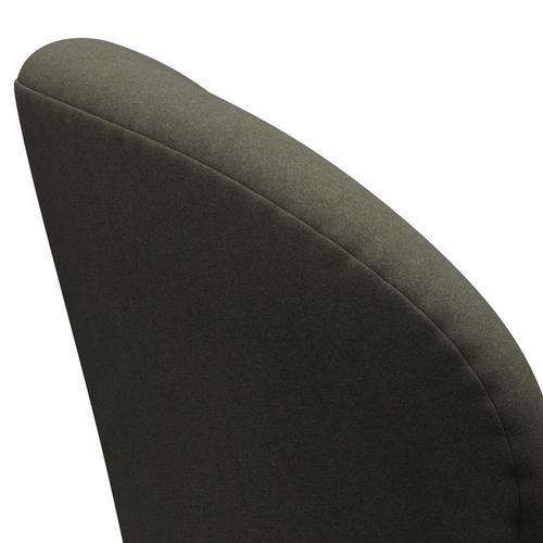 Fritz Hansen Swan Lounge Chair, Black Lacquered/Divina Military Green