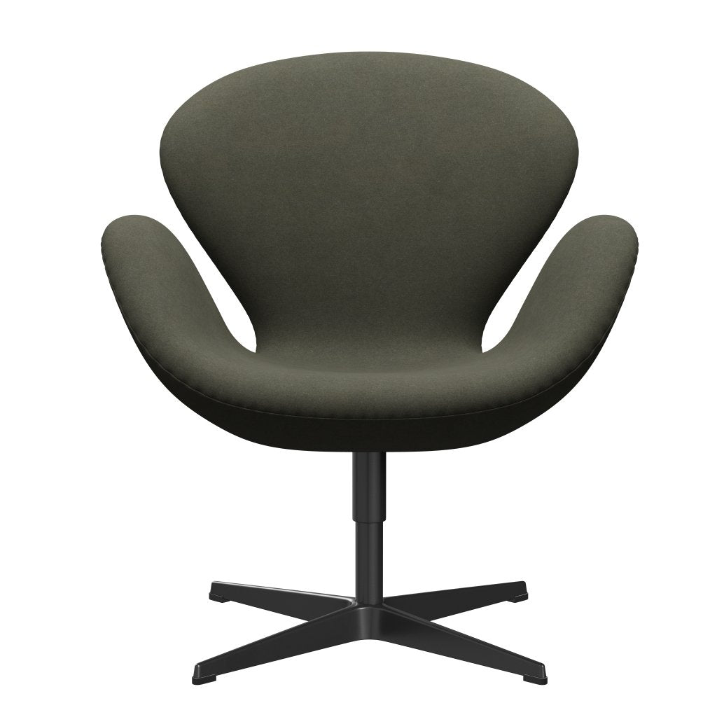 Fritz Hansen Swan Lounge, czarny lakier/Divina Military Green