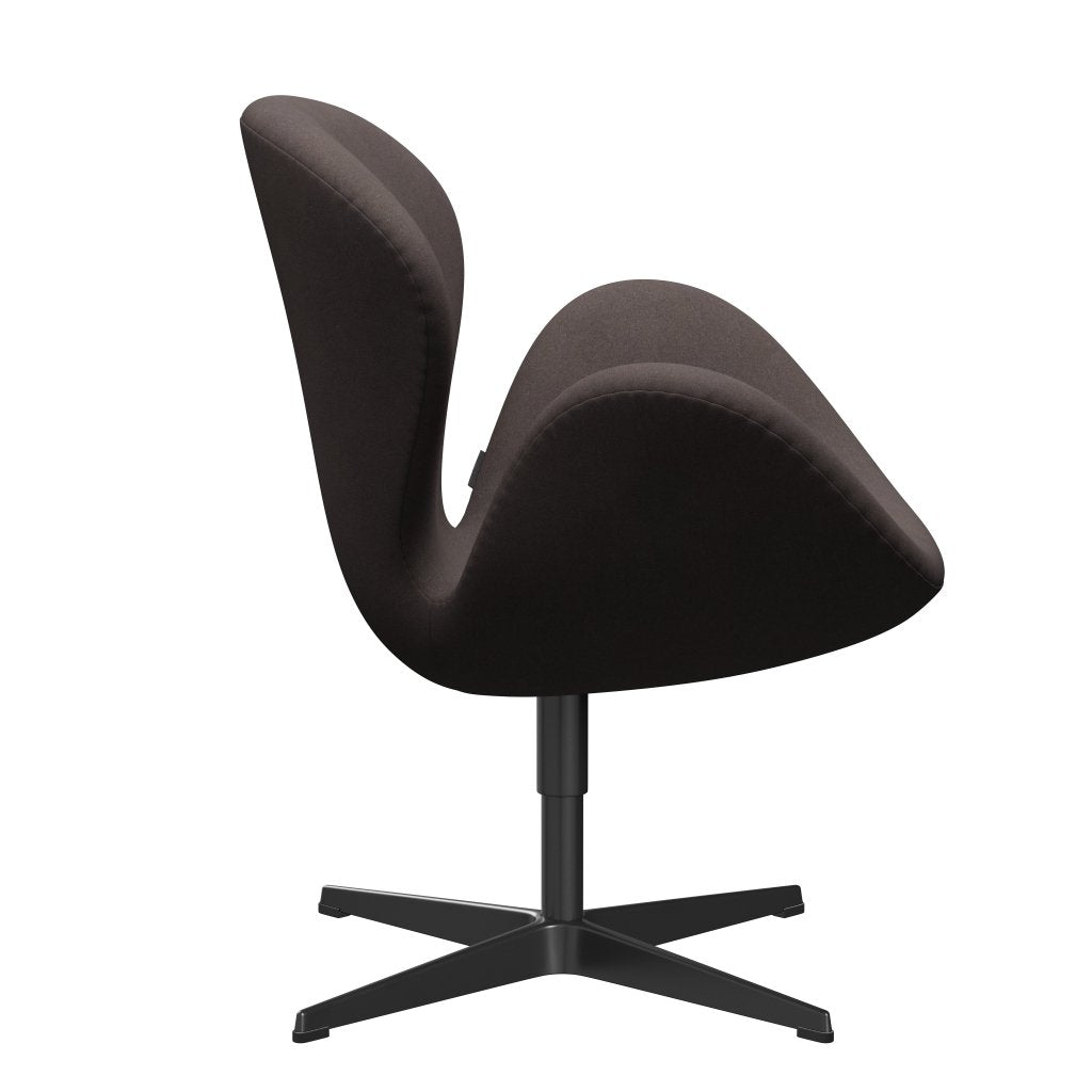 Fritz Hansen Swan Lounge Chair, Black Lacquered/Divina Pastel Brown