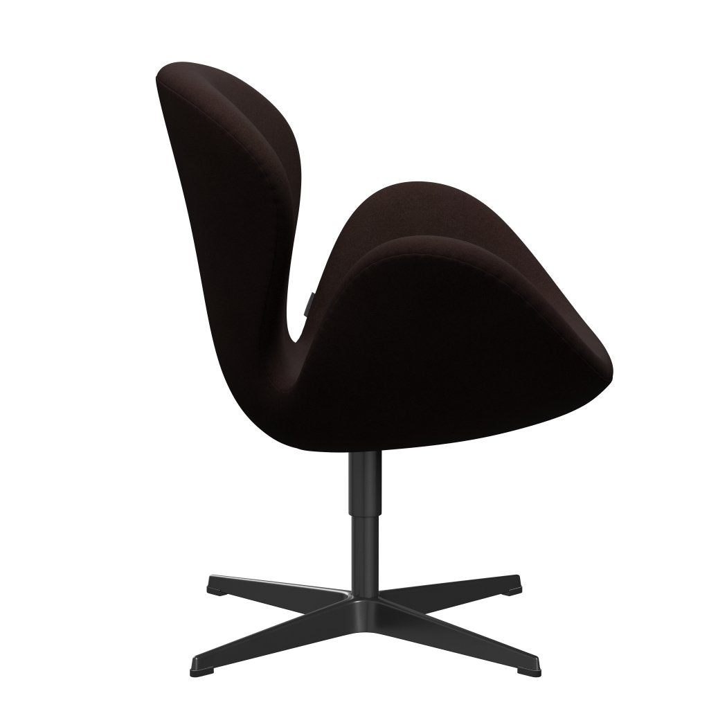 Fritz Hansen Swan Lounge, czarny lakier/Divina Warm Brown