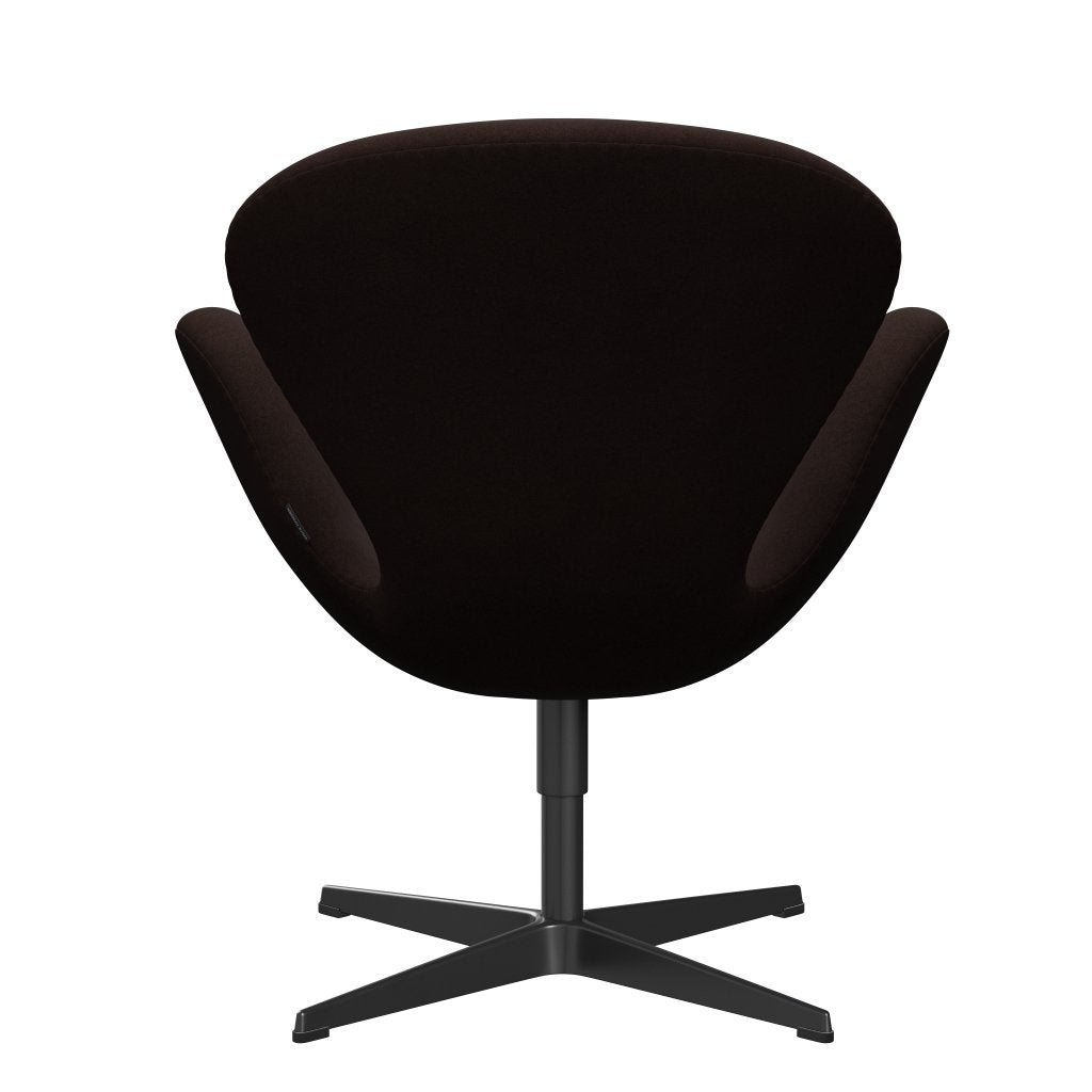 Fritz Hansen Swan Lounge Chair, Black Lacquered/Divina Warm Brown