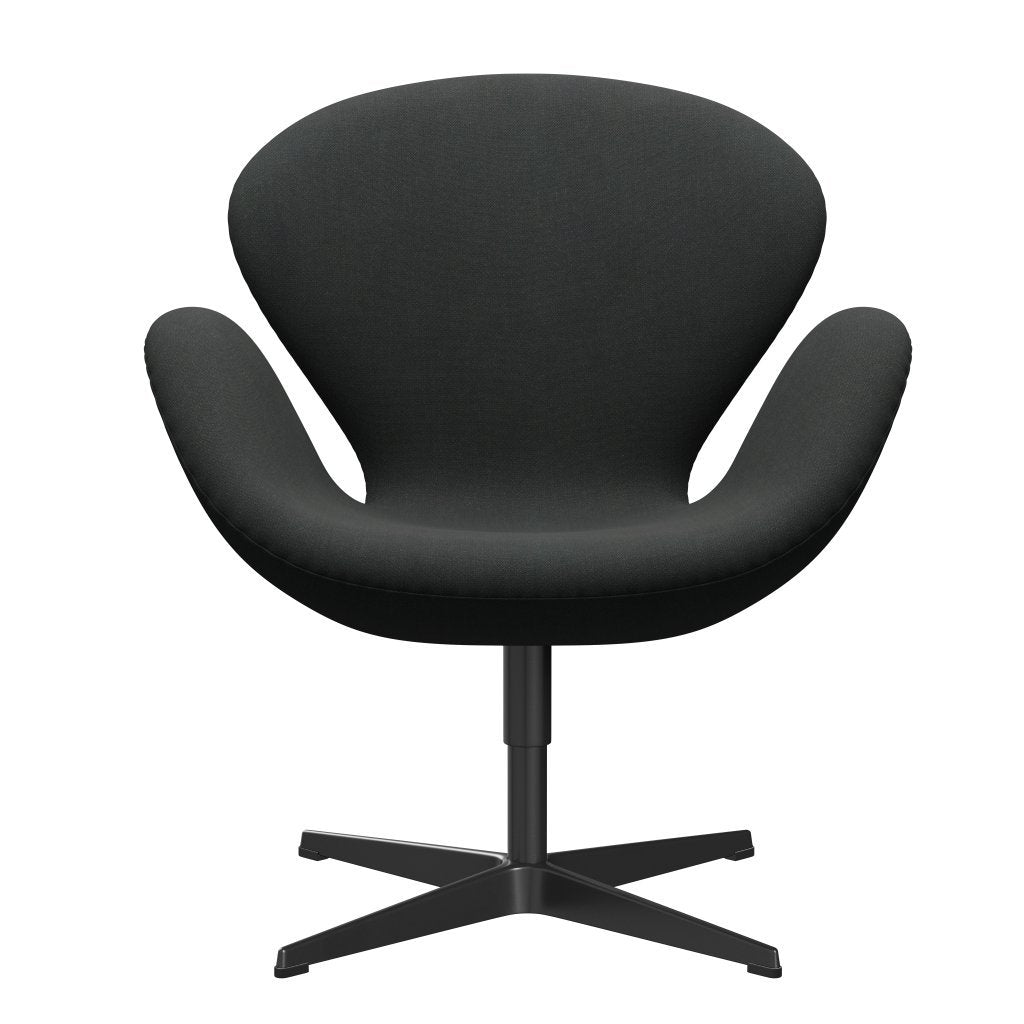 Fritz Hansen Swan Lounge Chair, Black Lacquered/Fiord Charcoal Grey