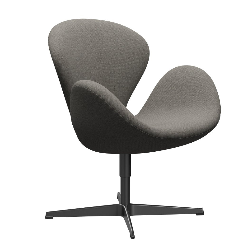 Fritz Hansen Swan Lounge Chair, Black Lacquered/Fiord Grey/Stone