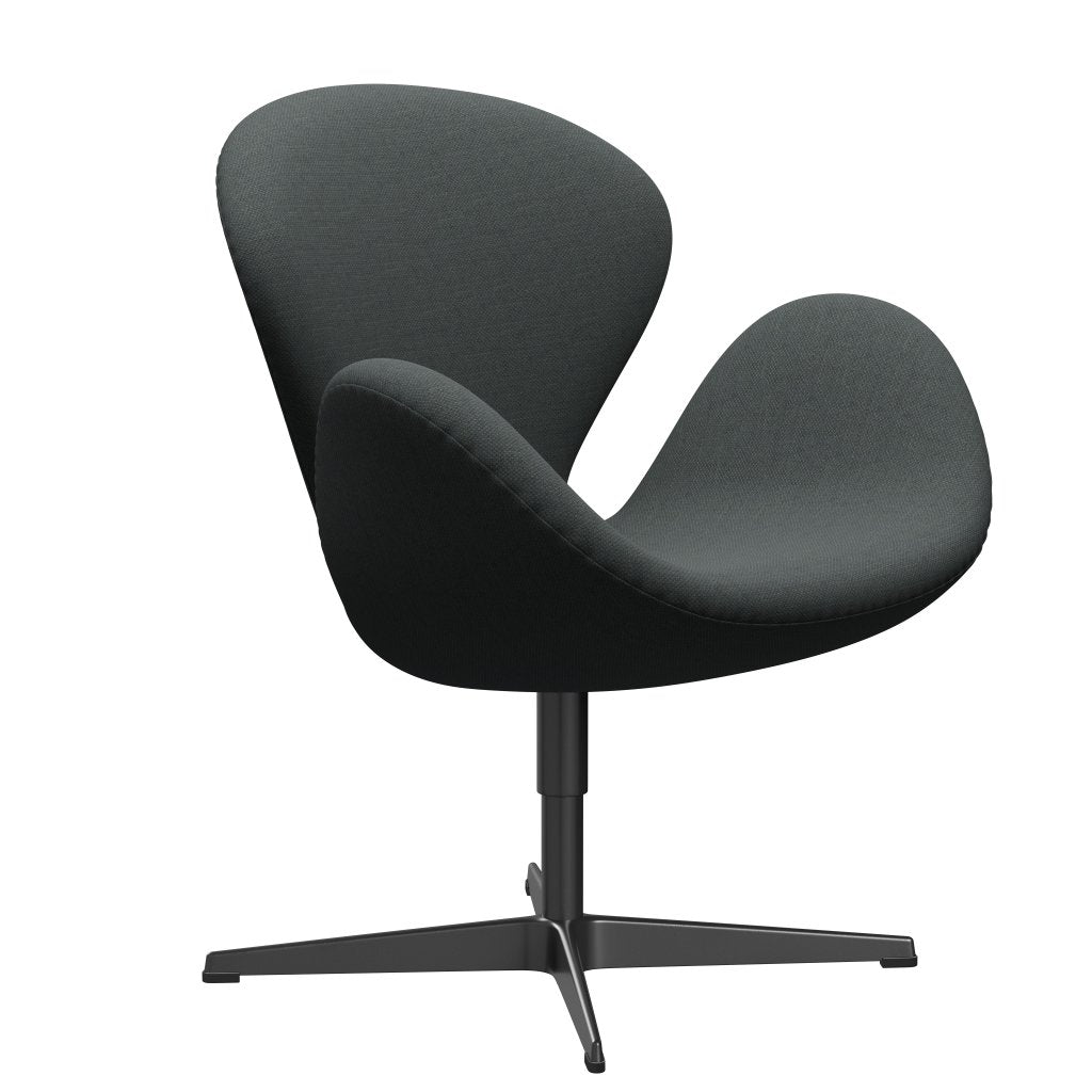 Fritz Hansen Swan Lounge Chair, Black Lacquered/Fiord Medium Grey/Dark Grey