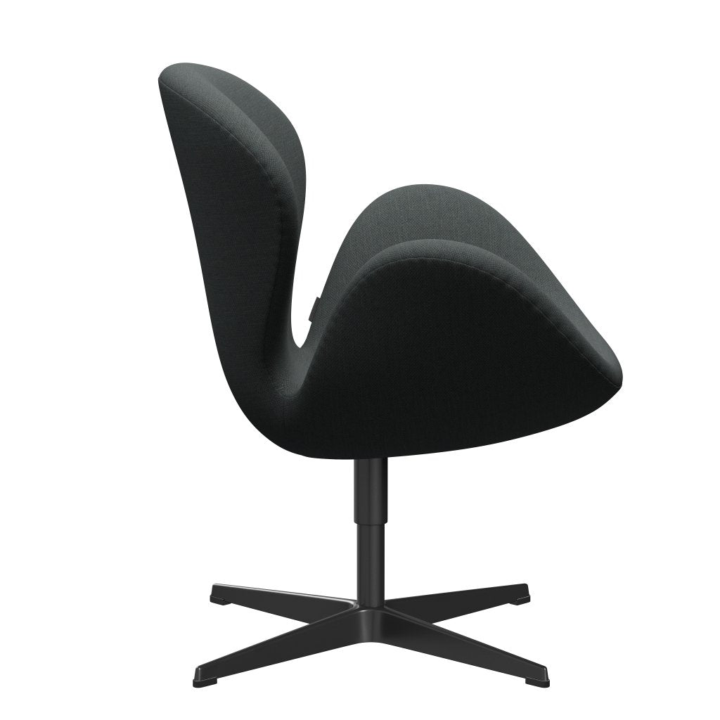 Fritz Hansen Swan Lounge Chair, Black Lacquered/Fiord Medium Grey/Dark Grey