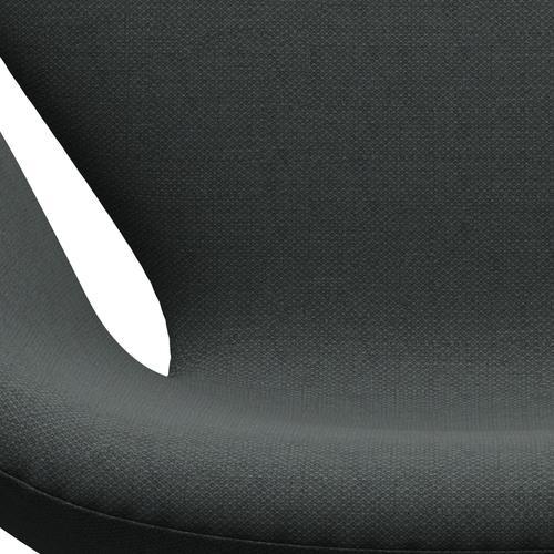 Fritz Hansen Swan Lounge Chair, Black Lacquered/Fiord Medium Grey/Dark Grey