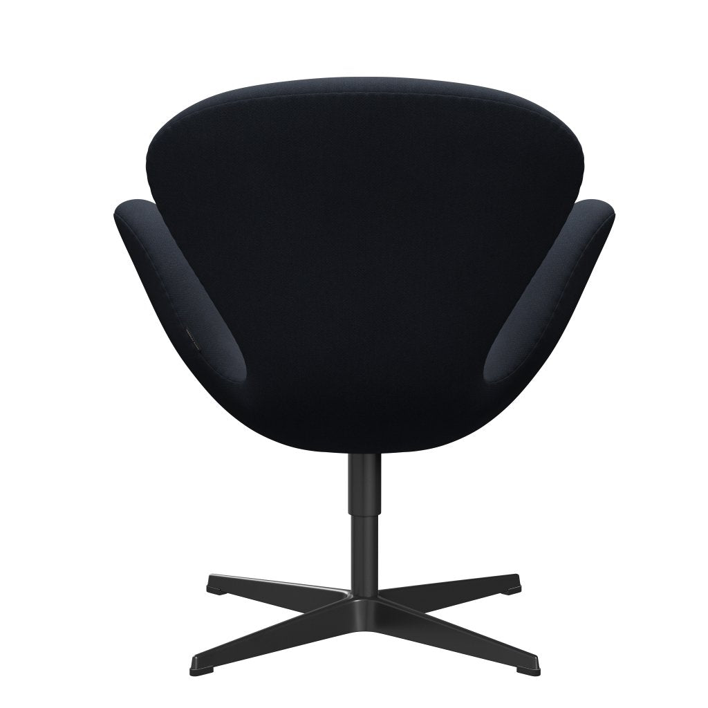 Fritz Hansen Swan Lounge Chair, Black Lacquered/Fiord Midnight Blue