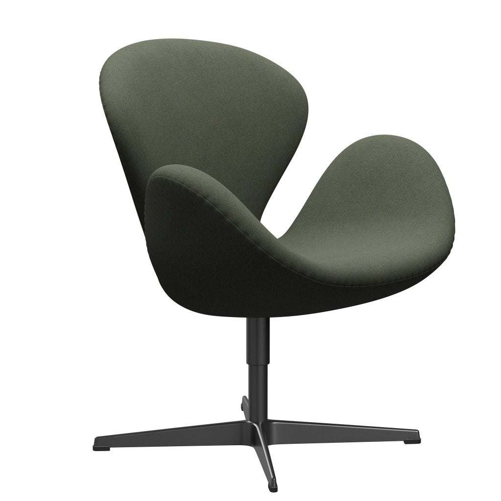 Fritz Hansen Swan Lounge Chair, Black Lacquered/Fiord Olive Green/Medium Green