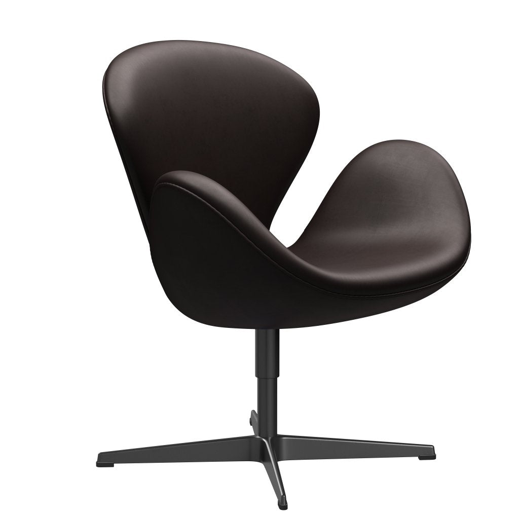 Fritz Hansen Swan Lounge, czarny lakier/Grace Dark Brown