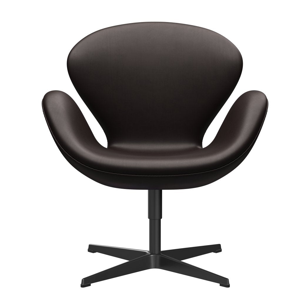 Fritz Hansen Swan Lounge Chair, Black Lacquered/Grace Dark Brown