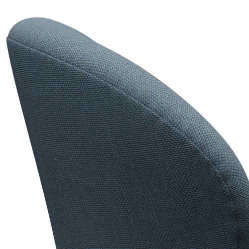 Fritz Hansen Swan Lounge Chair, Black Lacquered/Re Wool Natural/Light Blue