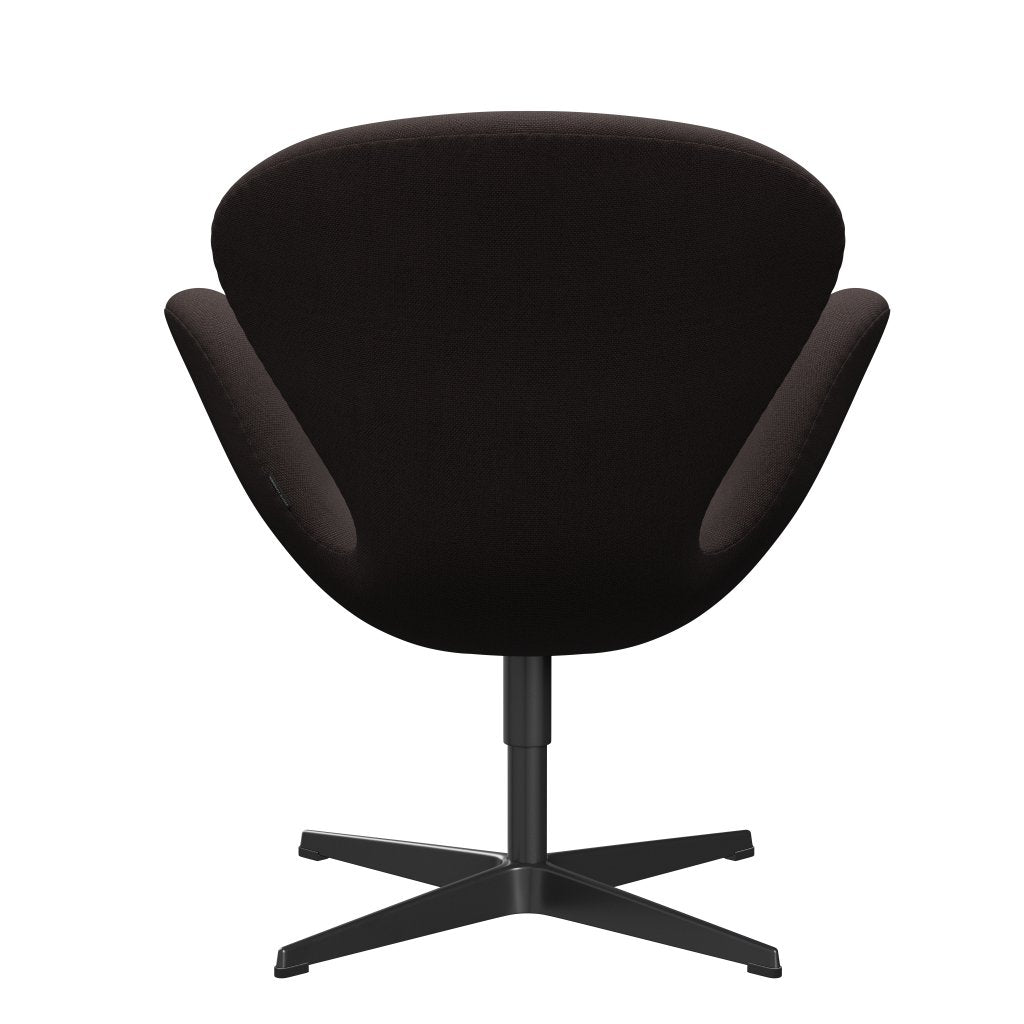 Fritz Hansen Swan Lounge Chair, Black Lacquered/Steelcut Dark Earth Brown