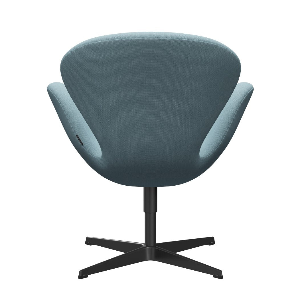 Fritz Hansen Swan Lounge Chair, Black Lacquered/Steelcut Pastel Blue