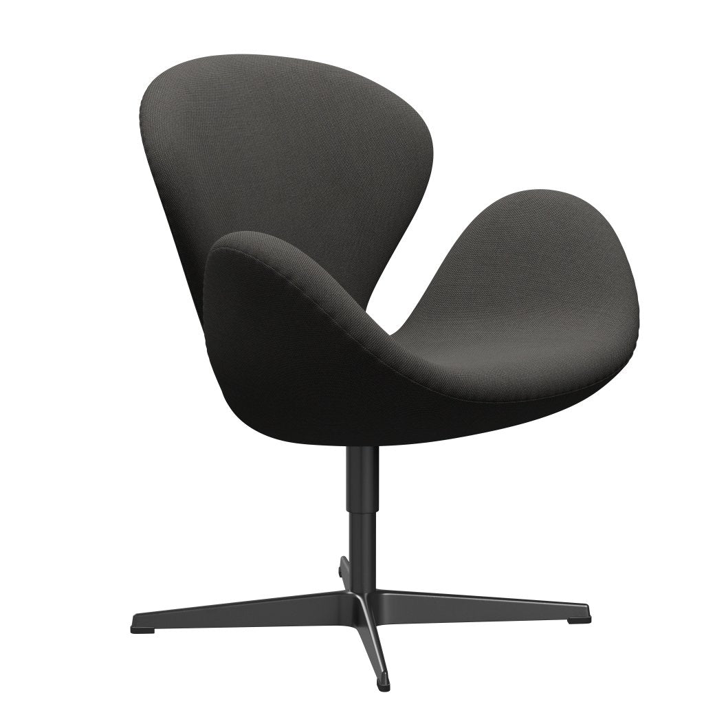 Fritz Hansen Swan Lounge Chair, Black Lacquered/Steelcut Trio Dark Grey