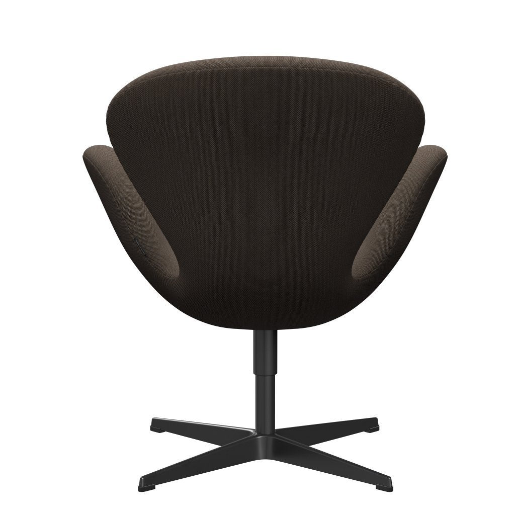 Fritz Hansen Swan Lounge Chair, Black Lacquered/Steelcut Trio Grey/Brown