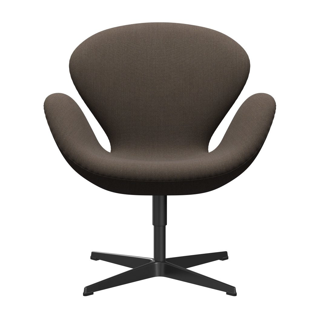 Fritz Hansen Swan Lounge Chair, Black Lacquered/Steelcut Trio Grey/Brown