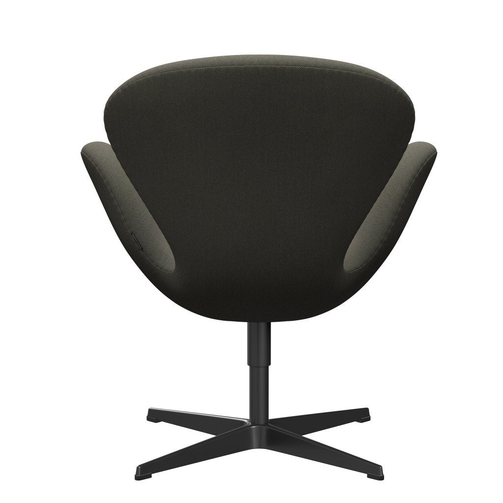 Fritz Hansen Swan Lounge Chair, Black Lacquered/Steelcut Trio Grey/Green