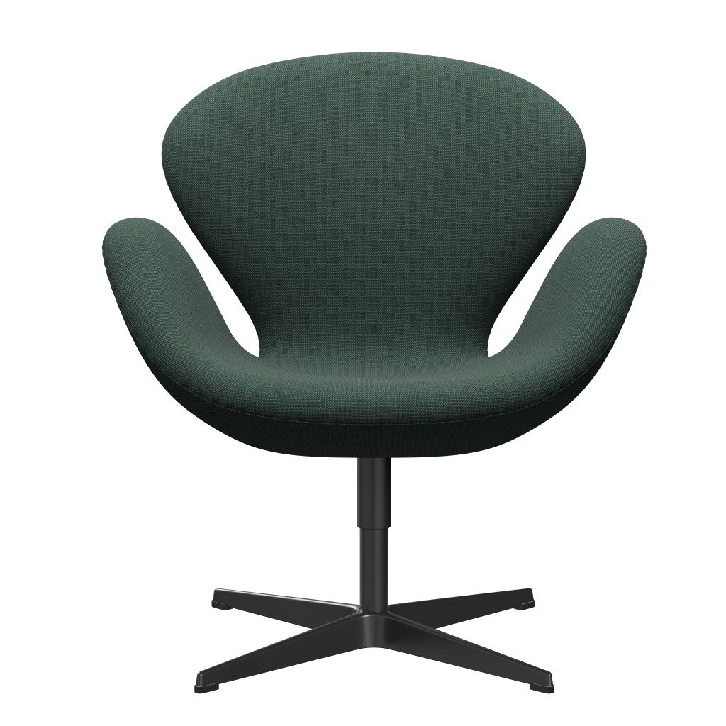 Fritz Hansen Swan Lounge Chair, Black Lacquered/Steelcut Trio Dusty Green