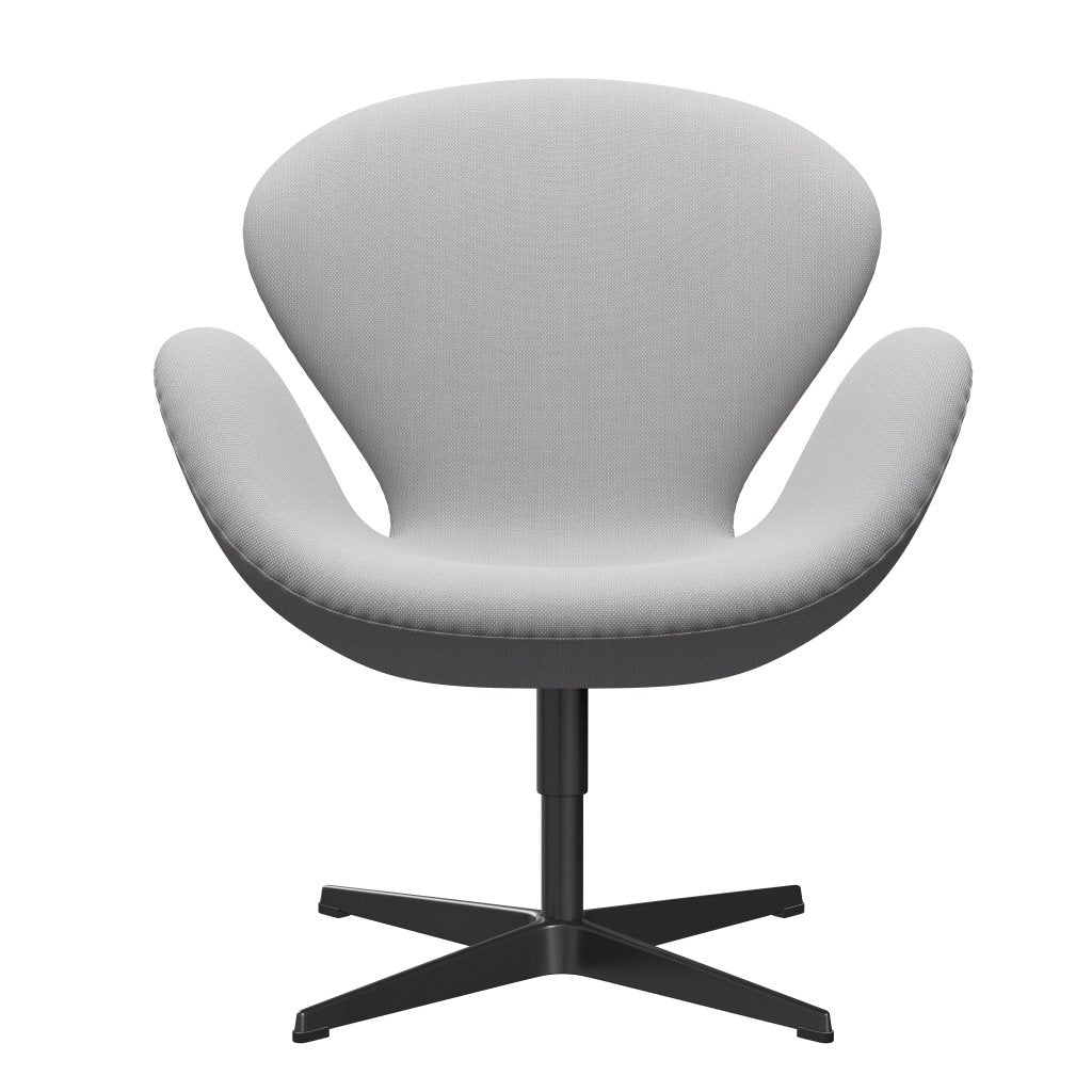 Fritz Hansen Swan Lounge Chair, Black Lacquered/Steelcut Trio White & Light Grey