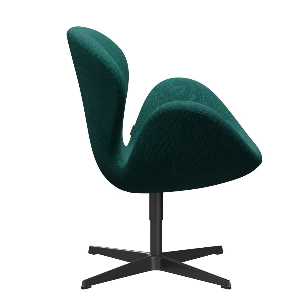 Fritz Hansen Swan Lounge Chair, Black Lacquered/Sunniva Green