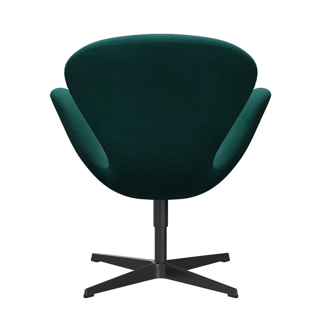 Fritz Hansen Swan Lounge Chair, Black Lacquered/Sunniva Green