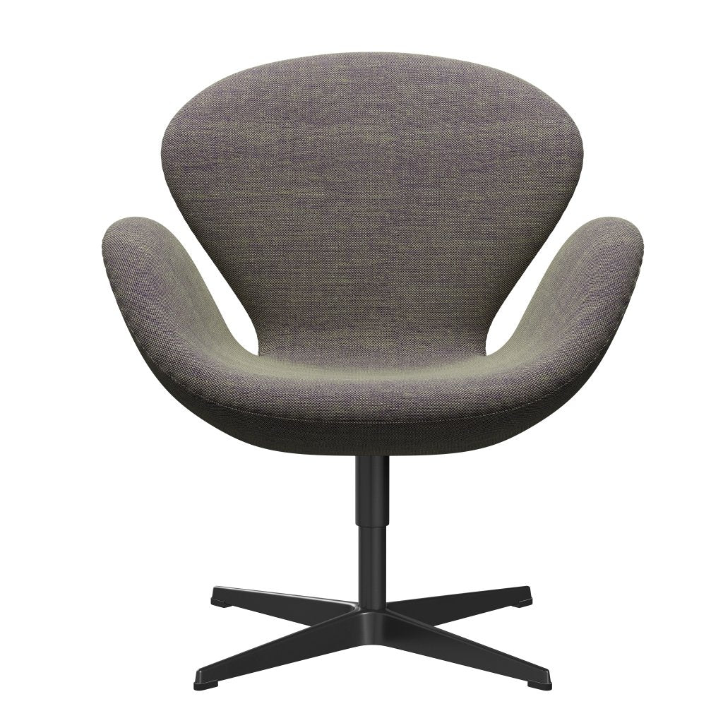 Fritz Hansen Swan Lounge Chair, Black Lacquered/Sunniva Light Green/Violet